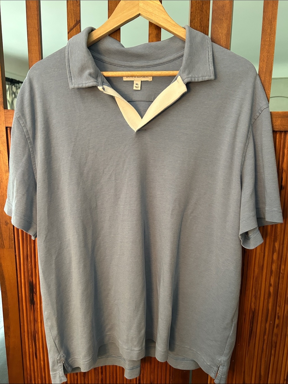 Banana Republic Men's Polo in Soft Blue with Cream Trim